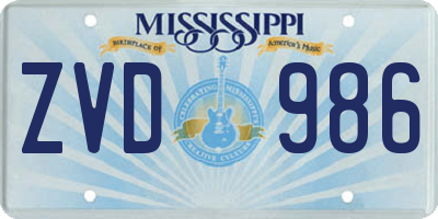 MS license plate ZVD986