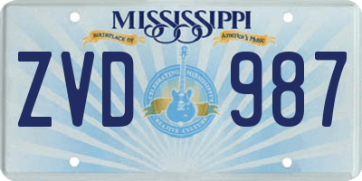 MS license plate ZVD987
