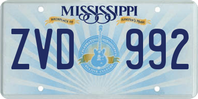 MS license plate ZVD992