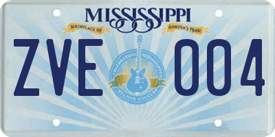 MS license plate ZVE004