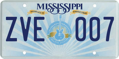 MS license plate ZVE007