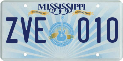 MS license plate ZVE010