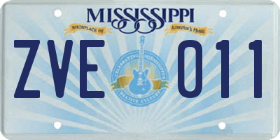 MS license plate ZVE011