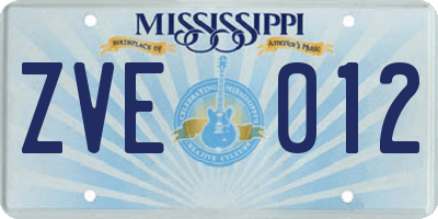 MS license plate ZVE012