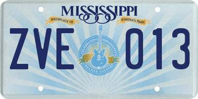 MS license plate ZVE013