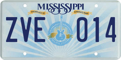 MS license plate ZVE014