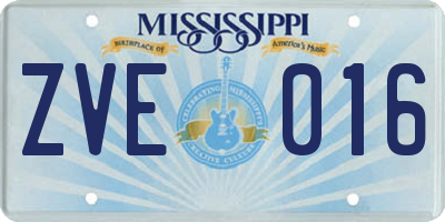 MS license plate ZVE016
