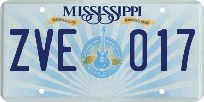 MS license plate ZVE017