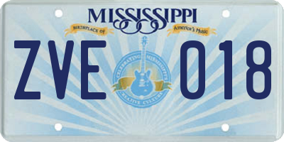 MS license plate ZVE018