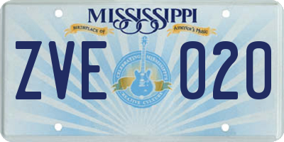 MS license plate ZVE020