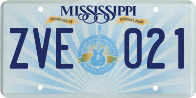 MS license plate ZVE021