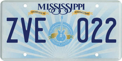MS license plate ZVE022