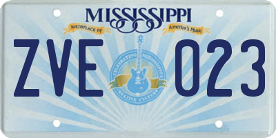MS license plate ZVE023