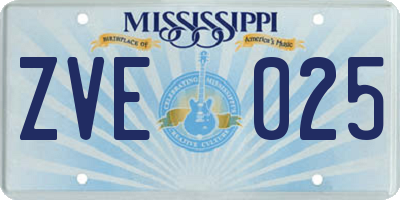 MS license plate ZVE025