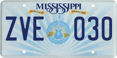 MS license plate ZVE030