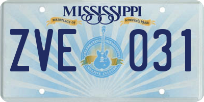 MS license plate ZVE031