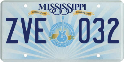 MS license plate ZVE032