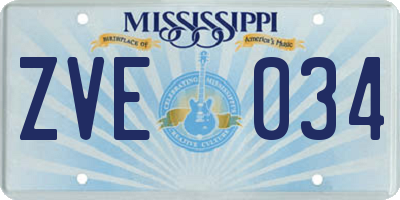 MS license plate ZVE034