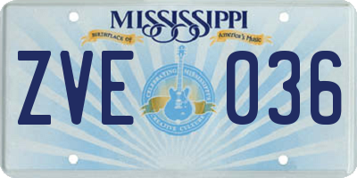 MS license plate ZVE036