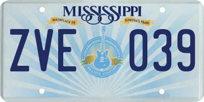 MS license plate ZVE039