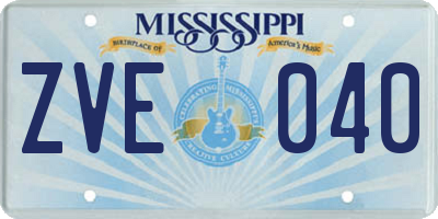 MS license plate ZVE040