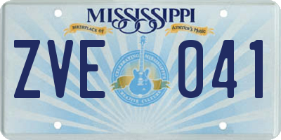MS license plate ZVE041