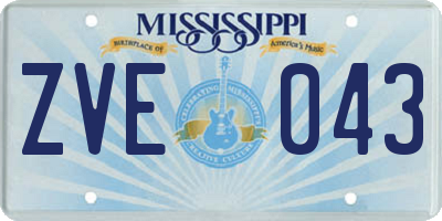 MS license plate ZVE043