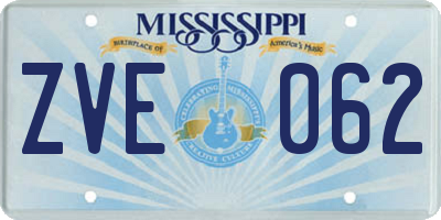 MS license plate ZVE062
