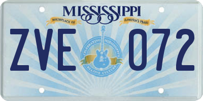 MS license plate ZVE072