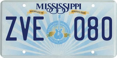 MS license plate ZVE080