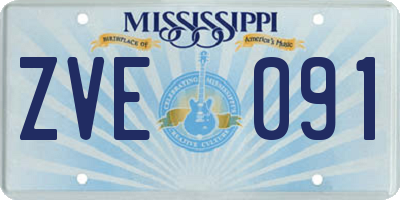 MS license plate ZVE091