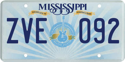 MS license plate ZVE092