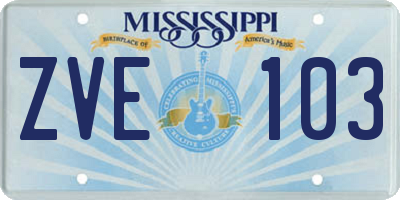 MS license plate ZVE103