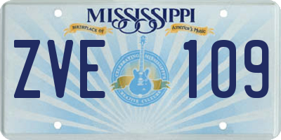MS license plate ZVE109