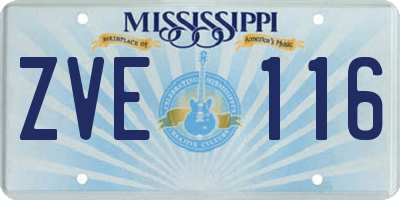 MS license plate ZVE116