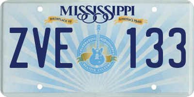 MS license plate ZVE133