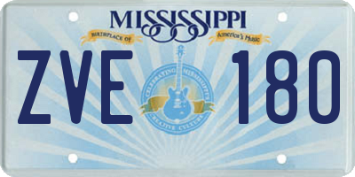 MS license plate ZVE180