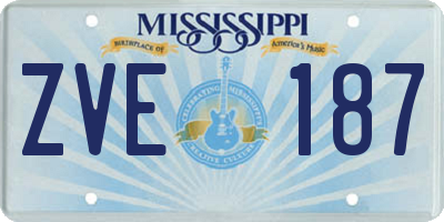 MS license plate ZVE187