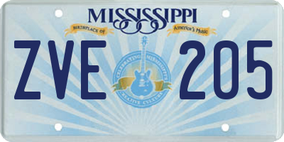 MS license plate ZVE205