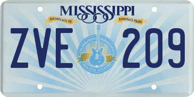 MS license plate ZVE209