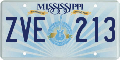 MS license plate ZVE213