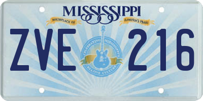 MS license plate ZVE216