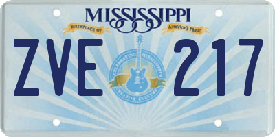 MS license plate ZVE217