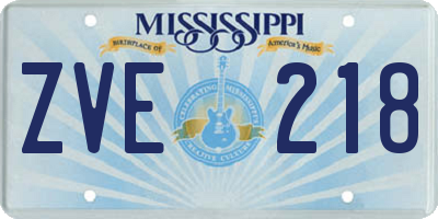 MS license plate ZVE218