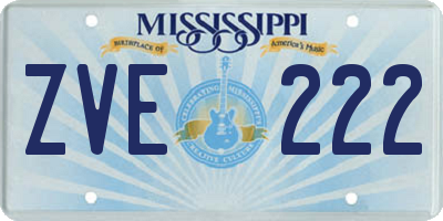 MS license plate ZVE222