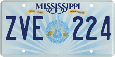 MS license plate ZVE224