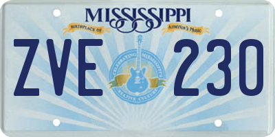 MS license plate ZVE230