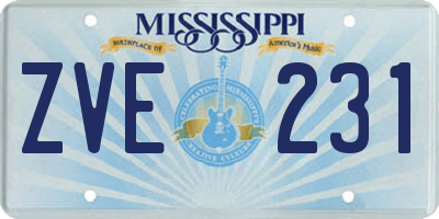 MS license plate ZVE231