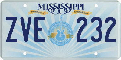 MS license plate ZVE232