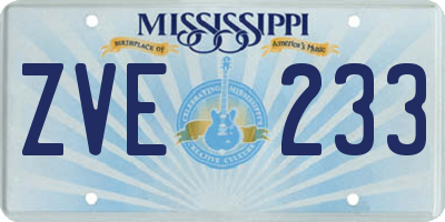 MS license plate ZVE233